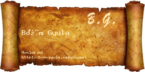 Böm Gyula névjegykártya